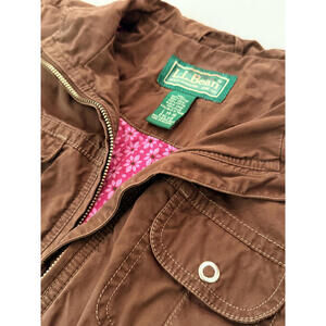 L.L. Bean Brown Utility Jacket with Pink Floral Lining